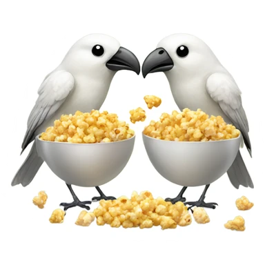 Bird feeding another bird popcorn sticker