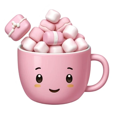 Kakao in pinker Tasse mit pink weißen mini marshmallow. OHNE Gesicht!!!, ästhetisch sticker
