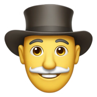Happy merchant with small hat, crooked nose and a monocle sticker
