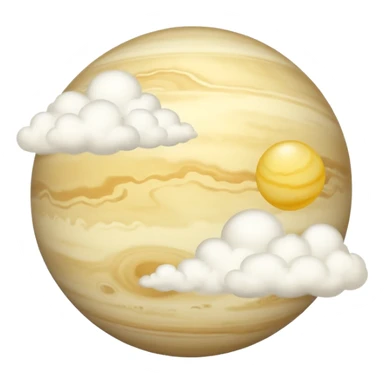 Venus Pluto planet emoji, pale yellowish-white sphere, covered in thick smooth clouds, no visible surface features, simple and round sticker
