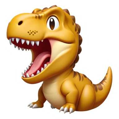 Cinematic Cute Yawning T-rex Portrait Emoji, Head tilted slightly with a dramatic, wide-open yawn, showcasing a robust, muscular form with a slightly open mouth revealing powerful jaws and sleepy, half-closed eyes, Simplified yet irresistibly adorable features, highly detailed, glowing with a soft, cozy prehistoric glow, high shine, relaxed yet expressive, stylized with a hint of whimsical ancient ease, soft glowing outline, capturing the essence of a drowsy yet affectionate T-rex that appears ready to stretch and yawn its way out of the screen! sticker