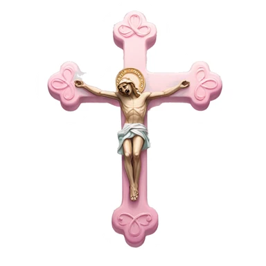 a pink pastel crucifix  sticker