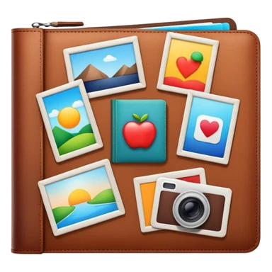 portfolio with photos sticking out of it sticker