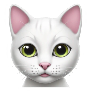 White cat with pink bow in her neck geeen eyes and black spots inside her left eye sticker