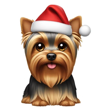 yorkie dog wearing santa hat  sticker