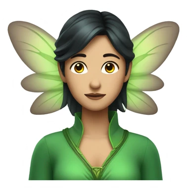 fairy with dark hair and green dress and green wing sticker