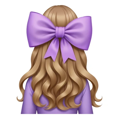 light brown open wavy long hair from behind with a lilac bow sticker