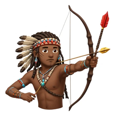 Black American man dark brown with dreads with a American Indian headdress shooting a bow and arrow at a native Indian while he runs  sticker