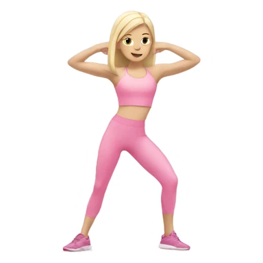 Blonde and pale Skinny girl wearing pink sport set doing pilate  sticker