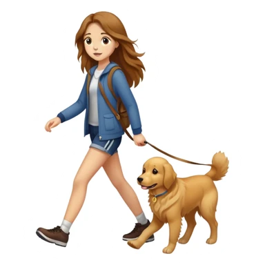 Long hair-girl walking with a golden retriever sticker