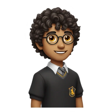 young handsome Indian boy with messy fringe curly hair  and fair white  skin with sharp jawline and small eyes with harry potter glasses on sticker