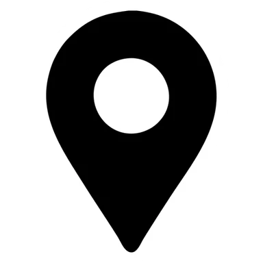 minimalist map pin icon, black filled, urban theme sticker