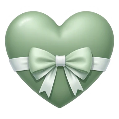 sage green heart with a bow on it  sticker