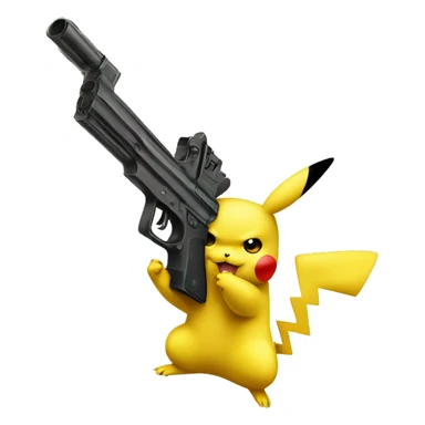 Pikachu with dollar gun toy sticker