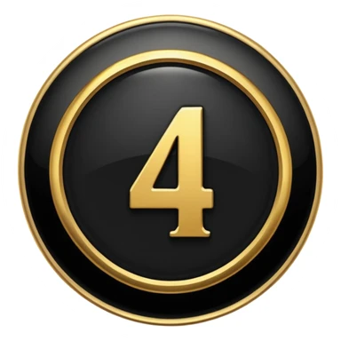 Make a round badge for a paid subscription out of black stone and gold with the number 4 sticker