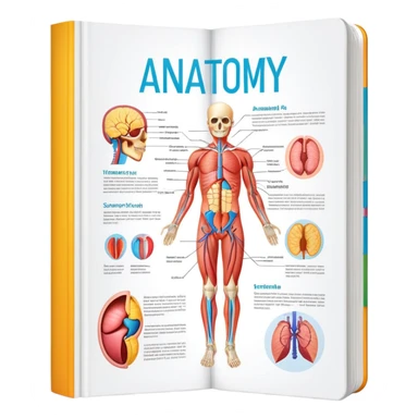 anatomy textbook with human body diagram on cover sticker