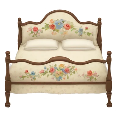 Vintage bed with flower design sticker
