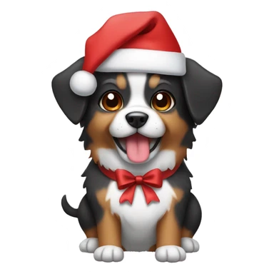 Cute dog wearing christmas hat and a bow  sticker