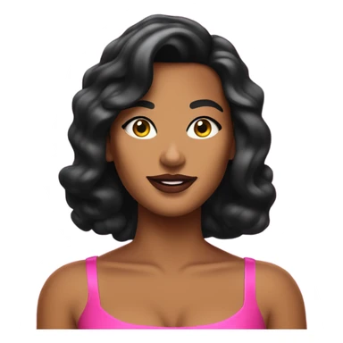 Tanned woman with black hair dressed in 1990s pop princess hair, makeup, and neon attire  sticker