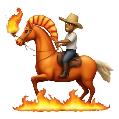 A flaming shrimp riding a horse sticker
