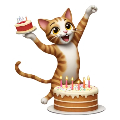 Cat dancing with birthday cake sticker