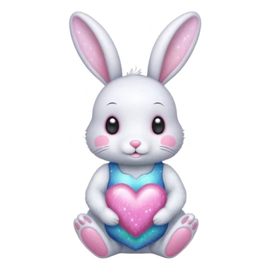 Fairy glitter bunny with heart sticker