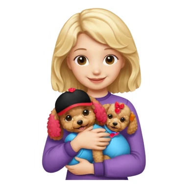 Blonde girl hugging her toy poodle sticker