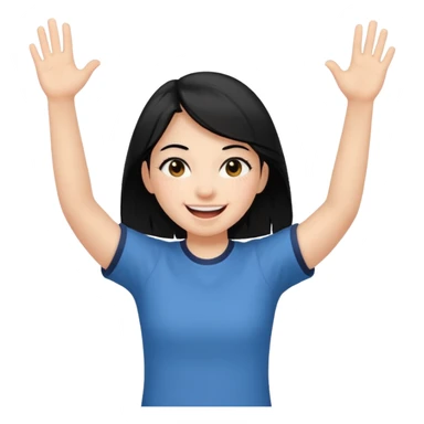 girl with black hair in short sleeves cheering going home sticker