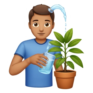 MAN pouring water for the plant sticker