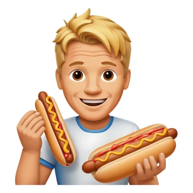 gordon ramsay hold a hotdog, happy smile sticker