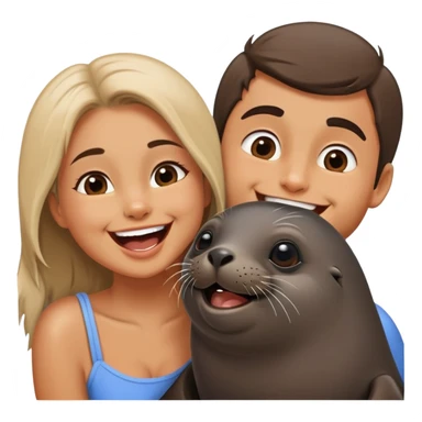funny fur seal with girl and boyfriend couple sticker
