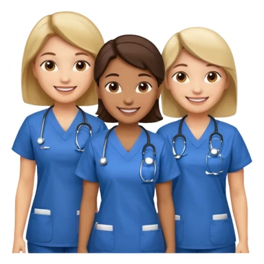 Genera un emogis de 4 enfermeras juntas sticker