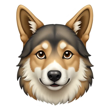 A German shepherd/husky mix with a horse body, horse hair sticker