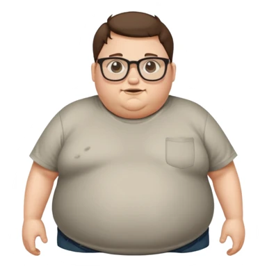 Hombre nerd obeso mórbido con la barriga abriendo la camisa sticker