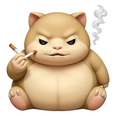 Snorlax with a cigarette and food sticker