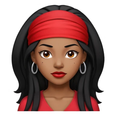 Black woman lawyer with long black hair and red headband, strong, sharp, and professional expression sticker