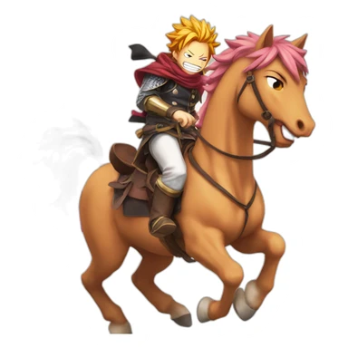 natsu from fairy tail anime riding a horse sticker