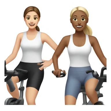 Two white brunette ladies at spin class sticker