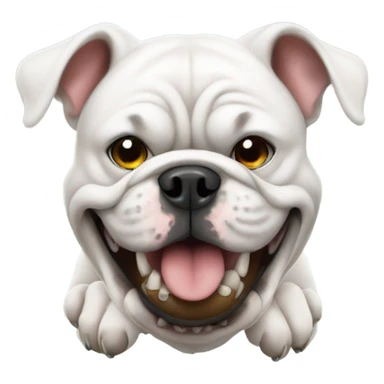 White bulldog with football sticker