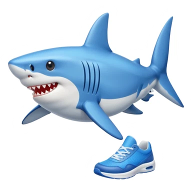 Tiburon con tenis azules  sticker