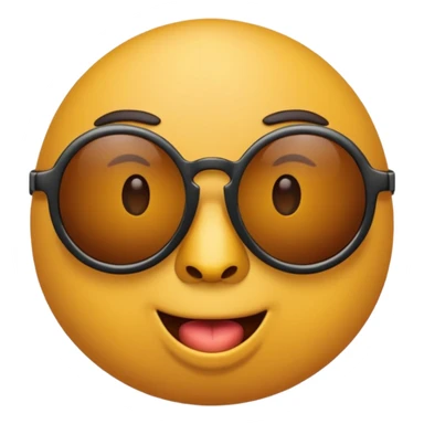 a round yellow circular emoji wearing cool sunglasses with a cocky face sticker