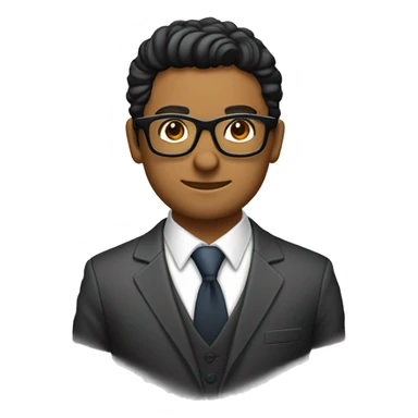 licenciada de piel morena con lentes para computadora y traje formal con brazos cruzados sticker