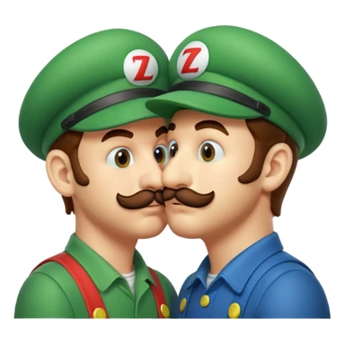 Mario and Luigi kiss sticker