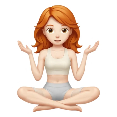 Ginger girl pilates sit ups middle part hair cream outfit sticker