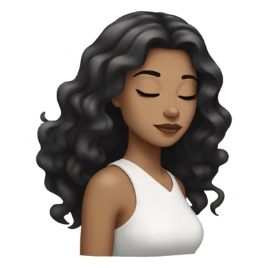 Coquette white girl teenage black hair sleeping  sticker