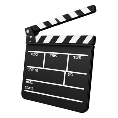 extremely minimalist movie clapper, just two rectangles with a single diagonal line, black and white only sticker