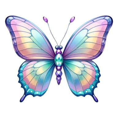 Pastel sparkly iridescent glass crystal butterfly sticker