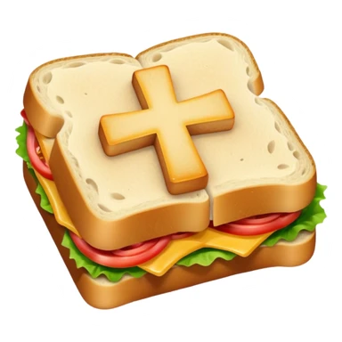 a sandwich with a cross emotji on it sticker