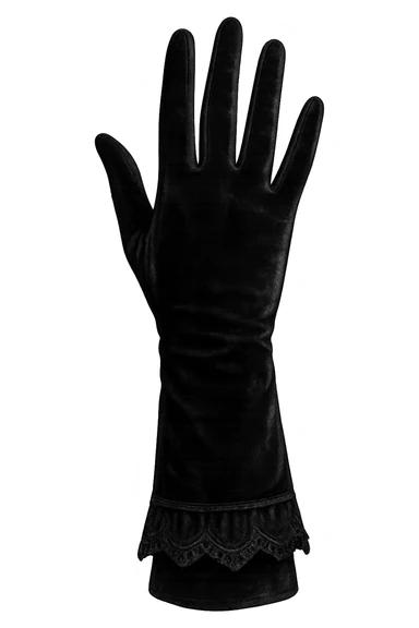 realistic goth black velvet glove, highly detailed, no background sticker
