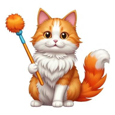 cat playing with wand toy sticker